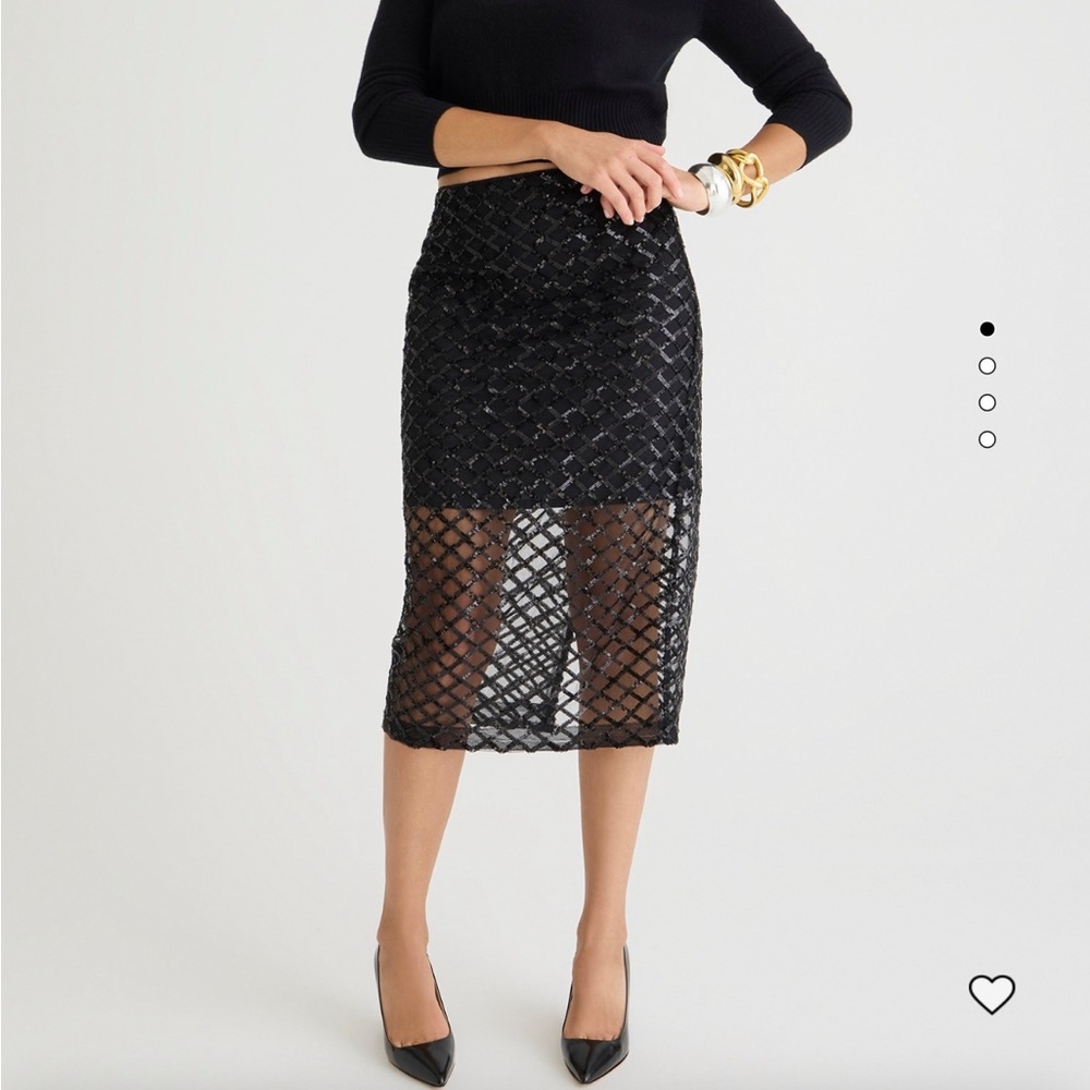 J.Crew Lattice Sequin Pencil Skirt in Black Sz4